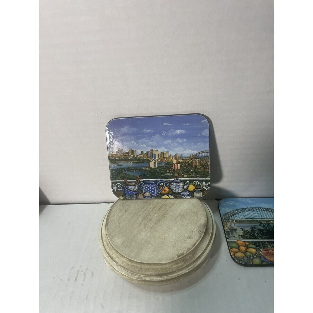 Jason Coasters New Zealand Artist Set of 6 Sydney Balconies CorkBack Vintage - Picture 4 of 8